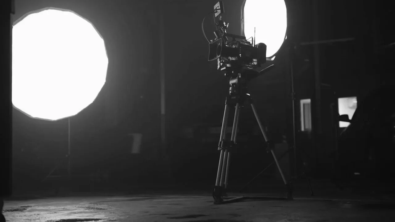 A cinema camera on set